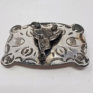 Vintage Mens Western Belt Buckle With A Raised Saddle